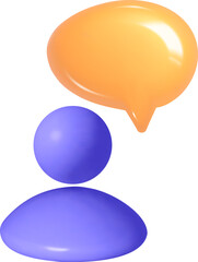3d vector mesh user with speech bubble icon, thinking or talking. Person message. User chat. Man thoughts icon, think person, cloud people, customer idea art