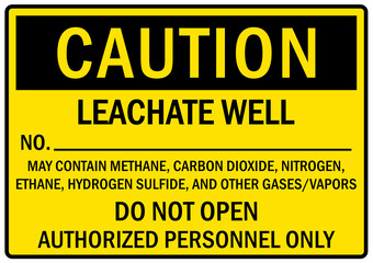 Pipeline sign and labels leachate well