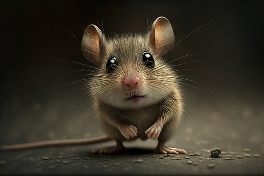 beautiful cute little mouse with expressed emotions, generative AI