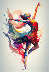 ballerina ballet abstract painting colorfull art generative ai - obrazy, fototapety, plakaty
