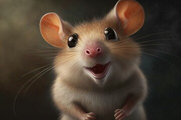 beautiful cute little mouse with expressed emotions, generative AI