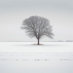 Single tree in the snow