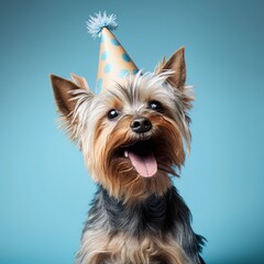 Cute dog with a party hat