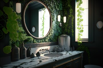 Bathroom interior with vanity nterior Design 3d Illustration Created by Generative AI