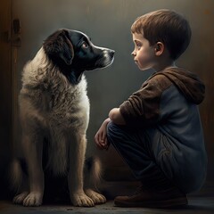 A boy and his dog. Generative Ai