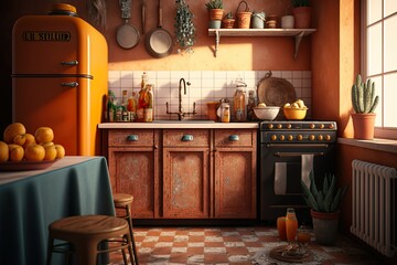 Fototapeta na wymiar kitchen interior with plant Interior Design 3d Illustration Created by Generative AI