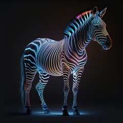 Fototapeta na wymiar Neon zebra on black background