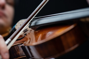Fototapeta close up of a violin and bow obraz