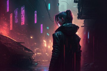 An illustration of a cyberpunk abstract background. Generation AI