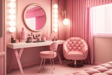 Interior of modern makeup room, Interior Design 3d Illustration Created by Generative AI