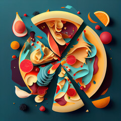 Fruit Pizza Abstract Art - Generative AI