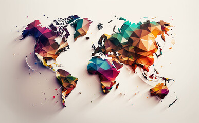 abstract white background with colorful continents