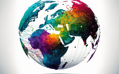 Colorful globe on the white background