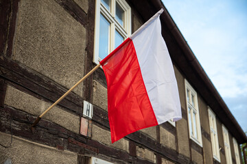 Polish flag during the Constitution Day in Gdansk, Poland