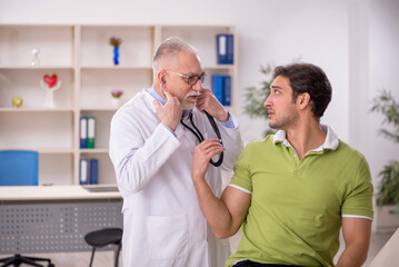 Young male patient visiting old male doctor