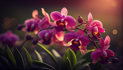 Fototapeta na wymiar Beautiful view of orchid flowers in the sun. Generative AI, Generative, AI