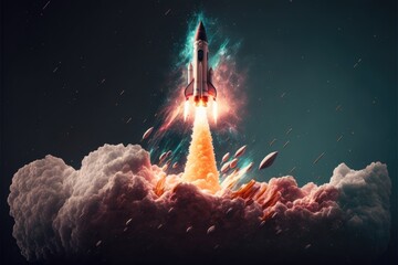 Rocket taking off into space