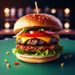 Hamburger illustration created with Generative AI technology