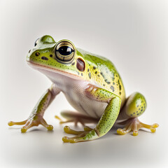 Obraz premium Frog isolated on white illustration, water splash, created with Generative AI technology