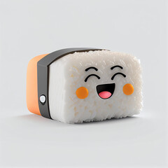 Cute Sushi toy on a white background, icon Illustration, created with Generative AI technology