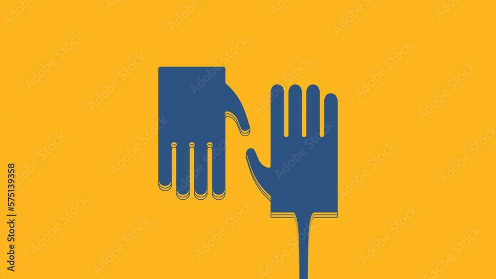 Canvas Prints blue rubber gloves icon isolated on orange background. latex hand protection sign. housework cleanin