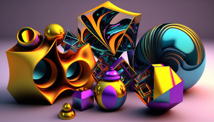 Abstract background of multi-colored glasses objects.