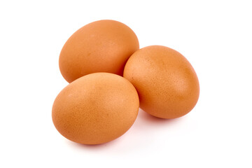 Chicken eggs, isolated on white background.