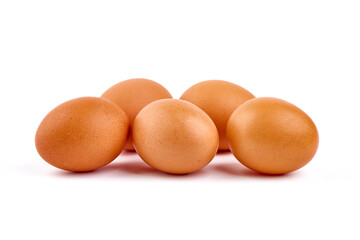 Chicken eggs, isolated on white background.