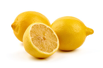 Fresh lemon, isolated on white background.