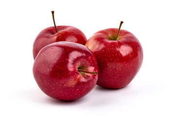 Shiny Red ripe apples, isolated on white background. High resolution image.