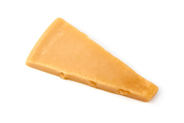 Parmesan cheese, italian hard cheese, isolated on white background.