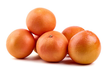 Pink grapefruits, isolated on white background.