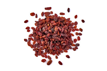 Raisins, isolated on white background.