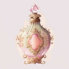 antique perfume bottle watercolour generative ai, generative, ai