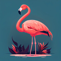 Vector illustration of an flamingo, created with Generative AI technology