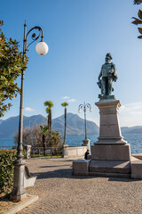 The statue of Vittorio Emanuele in the promenade of Intra