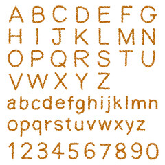 クレヨン素材　手描きのアルファベットと数字のセット