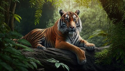 Fototapeta na wymiar tiger in the wild, Created with generative AI