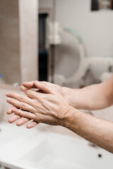 Proper washing hands process to clean and remove bacteria. Hygiene. Correct hand washing with soap,...