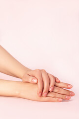 Fototapeta premium japanese manicure on a pink background