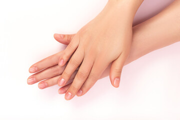 japanese manicure on a pink background