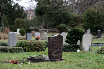 tombstones and in a cemetery