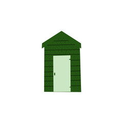 Beach house. Straw huts, bungalow for tropical hotel. Vector illustration in scandinavian style.