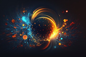 Abstract orange and blue light effects. Generative AI.