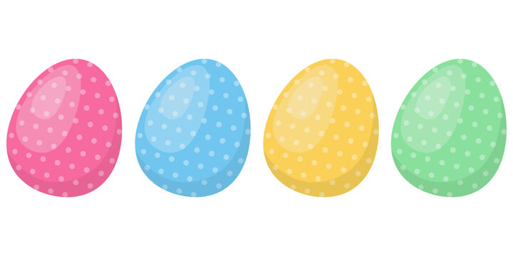 Cartoon colorful Easter eggs. Isolated on a white background. Vector illustration.