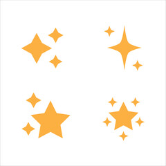 Sparkling star icon. Sparkle star shine icons. Shinny clean stars pop up. Shooting stars glitter vector illustration in yellow color.