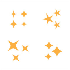 Sparkling star icon. Sparkle star shine icons. Shinny clean stars pop up. Shooting stars glitter vector illustration in yellow color.