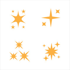 Sparkling star icon. Sparkle star shine icons. Shinny clean stars pop up. Shooting stars glitter vector illustration in yellow color.