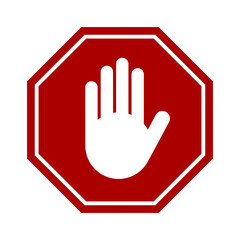 Obraz premium Red Stop Hand Block Octagon Sign or Adblock or Do Not Enter or Forbidden Icon. Vector Image.