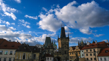 Fototapeta na wymiar View of the Lesser Bridge Tower of Charles Bridge in Prague